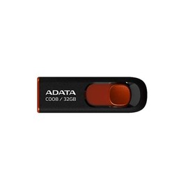 ADATA 32 GB Memoria Flash USB 2.0 Deslizable Color Negro con Rojo (Modelo C008)
