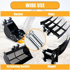 MMS 6 Pieces Mini Excavator Pins, 0.98in/25mm Hole Diameter, Replaceable Small Digger Link Pin for Mini Excavator, Compatible with Auger, Bucket, Ripper and Rake Small Digger Accessories