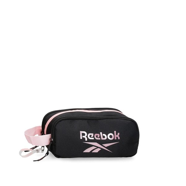 Reebok Beverly Children's Suitcase and Toiletry Bag, Black and Pink, black, Triple Pouch