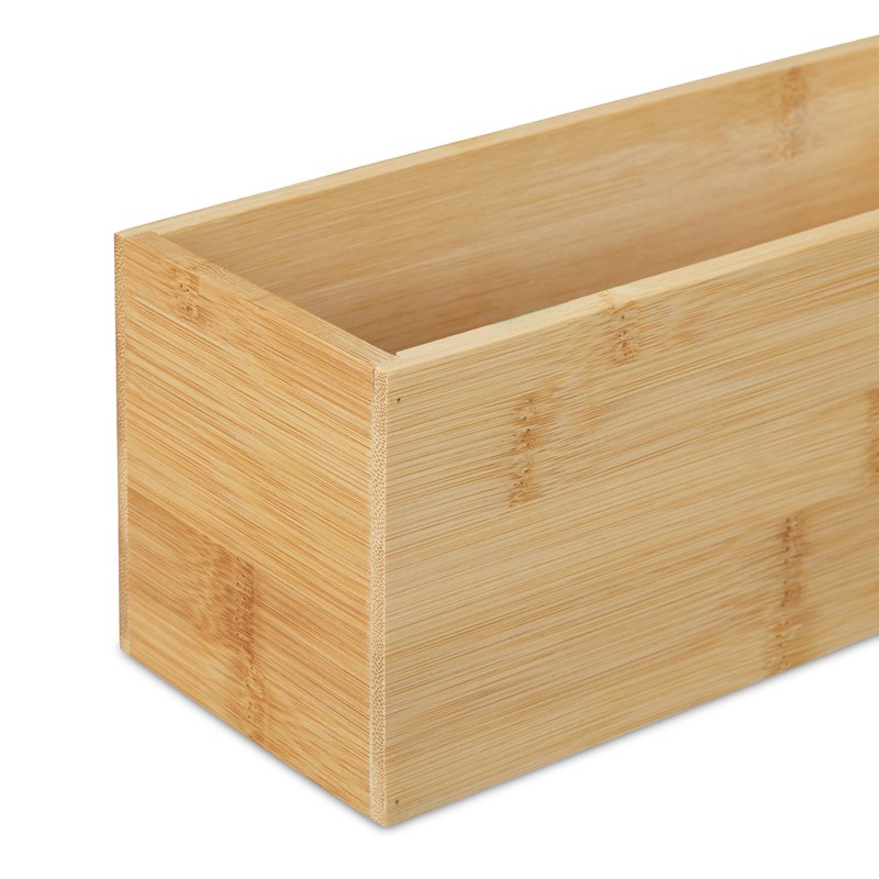 Relaxdays Bamboo Storage Box, Set of 2, Organiser Box without