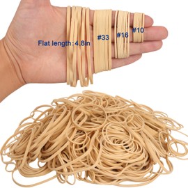 HAIDIBAO Rubber Bands Assorted Sizes Beige Elastic Bands for Office supplies 0.5lbs size10,size#16,size 33,Size(4-4/5" x 1/8") rubber band