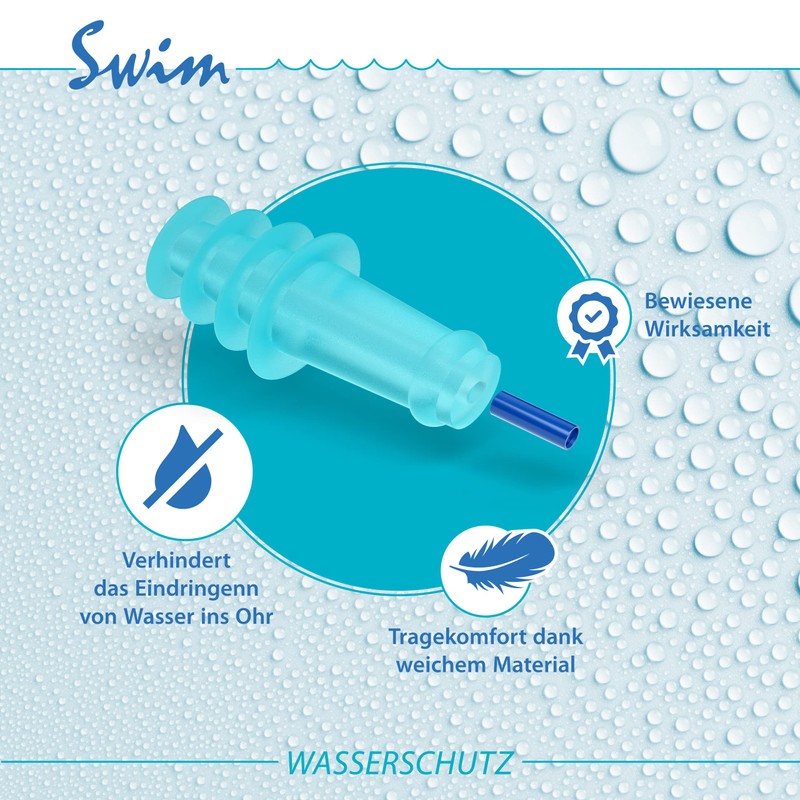 SANOHRA swim Ohrstöpsel - wasserdichte Ohrenstöpsel zum Schwimmen - wiederverwendbar