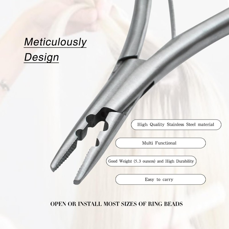 Stainless Steel Silver Hair Extension Pliers With 2 holes Multi