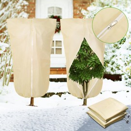 EnonGarden 2 Pack 32"x24" Winter Plant Cover Freeze Protection Frost Cloth Blankets, 3 oz/yd² Frost Covers with Zipper Drawstring, Frost Protection Tree Cover for Outdoor Plant Cold Weather Protector