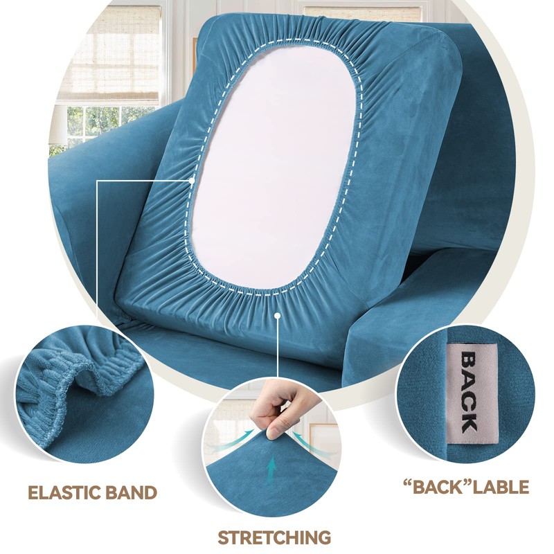 WEERRW 4 Pieces Velvet High Stretch Couch Covers for 3