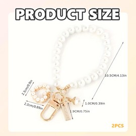 Schlüsselanhänger Mit Perlen-Anhänger, 2 stück Schlüsselanhänger für Damen, Autoschlüsselanhänger Schlüsselband Kurz, Schlüsselband Keychain Dekoration Für Schlüssel Tasche, für Frauen, Mädchen