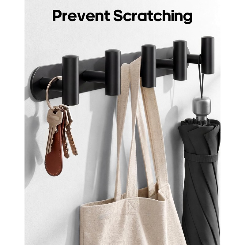 Optish Coat Rack Wall Mount, Black Bathroom Towel Rack with