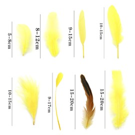 HaiMay 400 Pieces Yellow Feathers Bulk 8 Style Mixed Natural Feathers for Craft Wedding Home Party Decorations Dream Catcher Supplies and DIY Crafts, 3.5-8 Inches Yellow Craft Feathers