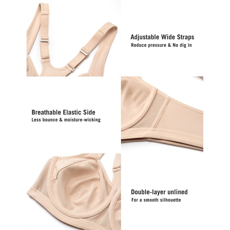 SYROKAN High Impact Sports Bras for Women High Support Unlined