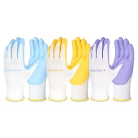 HANDLANDY 3 Pairs Womens Gardening Gloves, Breathable Nitrile Coated Outdoor Yard Work Gloves, Best Gift for Ladies Gardener, Medium