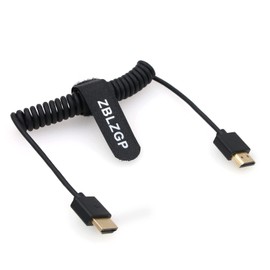 ZBLZGP HDMI to HDMI Coiled Cable High Speed Ethernet for Portkeys BM5 Monitor, Laptop, Computer, Camera, Monitor