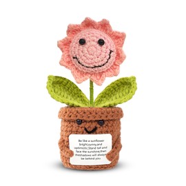 LUMOOM Pocket Hug Positive Sunflower, Lucky Sunflower, Positive Potato German Replacement, Get Well Gifts, Courage Gift, Creative Knitting Wool Sunflowers (Sunflower Pink)