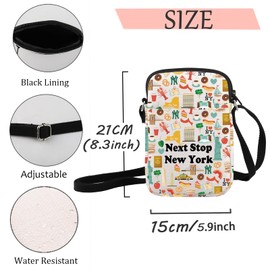 JXGZSO New York Travel Gift Next Stop New York Makeup Bag Traveler Gift NY Trip Cosmetic Bag New York Landmark Travel Gift, Next Stop New York Crossbody