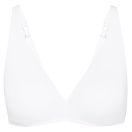 CALIDA Natural Comfort Women's Triangle Shaped Soft Bra Adjustable Straps Non-Wired High Quality Cotton, White