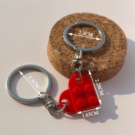 Brick Keychain Best Friend Keychain for Friendship Couple Boyfriend Girlfriend, Heart Keychain Set Valentine’s Day Birthday Key chain for Husband Wife Keychain Gift for Him Her (Red)