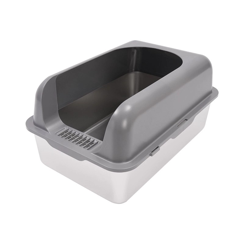 Stainless Steel Cat Litter Box Floor-mounted Cat Litter Pan+Cat Litter