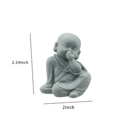 zaoalife 2pcs Buddha Statue Minimalist Sandstone Ornament Monk Figurine,Little Cute Buddha Statue for Desktop Ornament Home Decor Car Dashboard