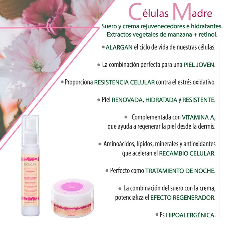 Tratamiento Células Madre: Suero Rejuvenecedor y Crema Hidratante FLORIGAN