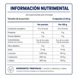 Flairfit® BCAA 2:1:1 Suplemento alimenticio, 90 cápsulas | 2400 mg por porción | Sin azúcar | Para intra y post-entreno