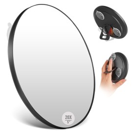 5" 20x Magnifying Makeup Mirror with Suction Cup,Compact Travel Size Vanity Mirror with Ring, Medium Manification Concave Mirror for Detailed Close-up Makeup,Mid-size Portable Handheld Mirror