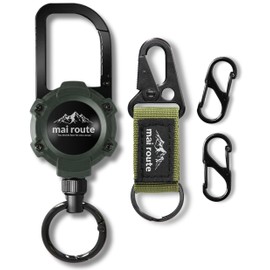 mai route [Gear Feeling MAX] Outdoor 27.6 inches (70 cm) Metal Carabiner | Neodymium Magnets | Attaches Tools, Lights, and Keys | Nylon Tactical Carabiner (Black) (02. Moss Green)