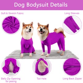 Due Felice Dog Surgery Suit Recovery Suit for Female Male Dog Onesie for Surgery Neuter Suit After Spayed Surgical Suit Dog Shedding Suit for Small Medium Large DogPurple/X-Large