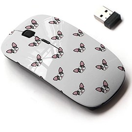 CJCBROES 2.4G Wireless Mouse with Cute Pattern Design for All Laptops and Desktops with Nano Receiver - Cartoon Character French Bulldog