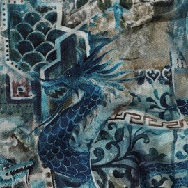 0.5 m Printed Canvas Fabric, Cotton Fabric, Sold by the Metre, Oeko-Tex Certified, Choice of Motif: Orient 1