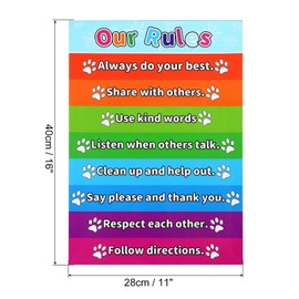 PATIKIL 4pcs Rules Chart, 11x17inch House Rules Chart Out Rules Poster Classroom Rules Tables Chart Laminated Large Educational Learning Posters Colorful