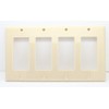 RiteAV Blank Wall Plate for Keystone Jacks - Ivory 4 Gang Decorative