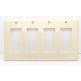 RiteAV Blank Wall Plate for Keystone Jacks - Ivory 4 Gang Decorative