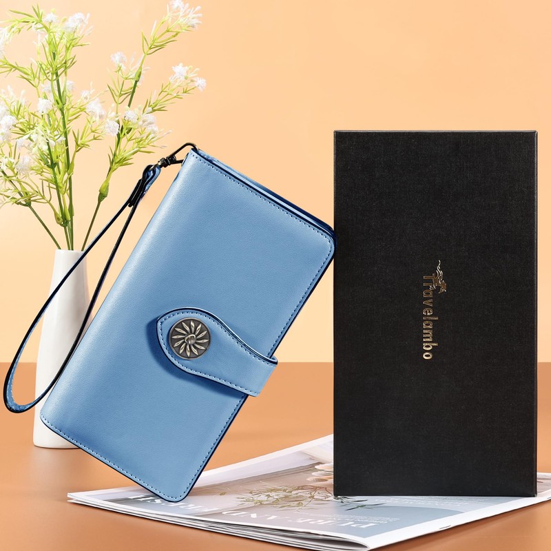 Travelambo Women's Wallet RFID Blocking Credit Card Holder Large Capacity