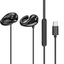 Lightweight Air Conduction Wired Earbuds 3.5mm & Type-C Compatible, With Microphone, No Ear Blocking, Sound Leakage Prevention, Zero Delay, For Gaming & Online Meetings (USB-C)