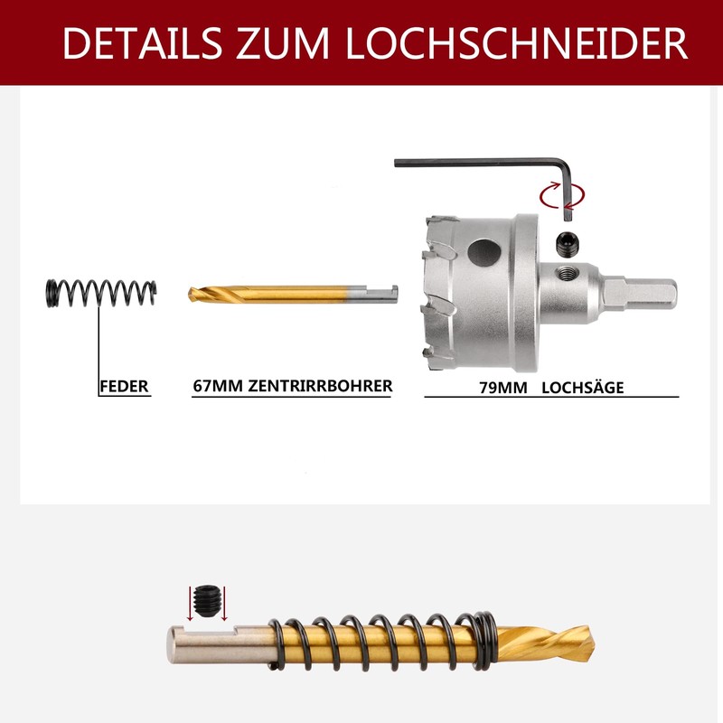 80 mm Hole Saw Carbide Drill, TCT Metal Hole Saw