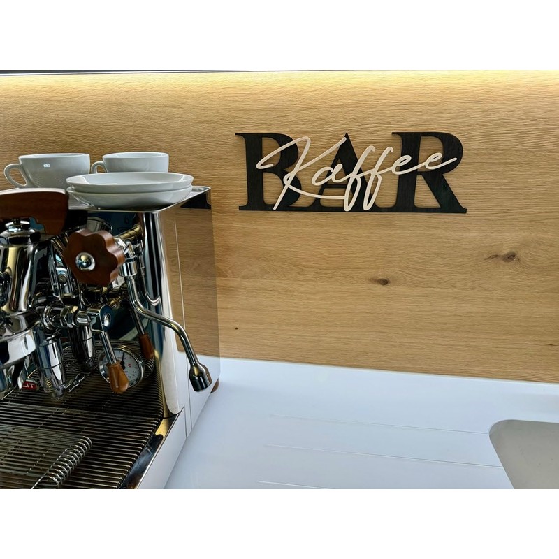 Kaffee-BAR Schild mit 3D-Schriftzug aus Holz (30cm) Schwarz