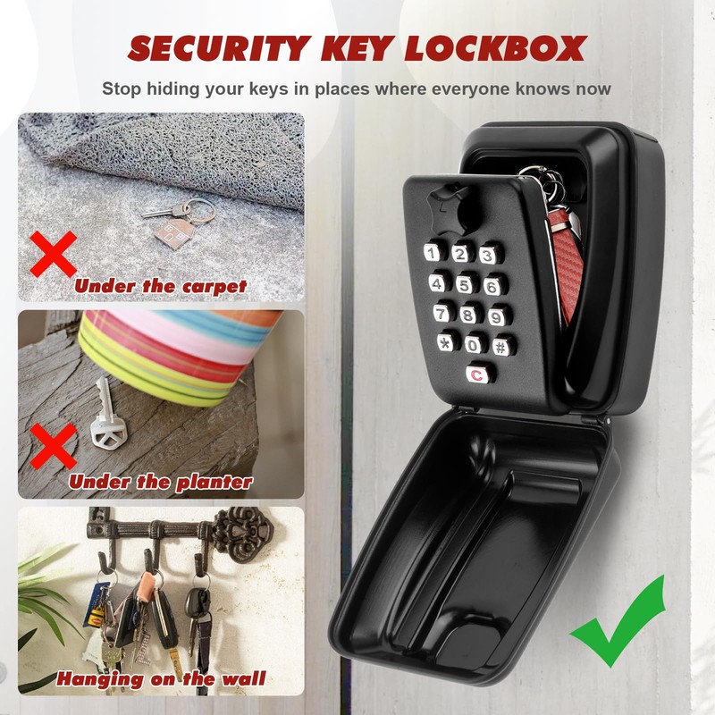 GIBOHOM Key Safe with Number Code, Key Safe Wall Mounted