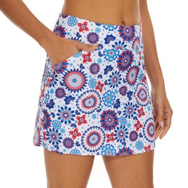 M MOTEEPI - Falda de golf de 16 pulgadas para mujer, falda de tenis con 4 bolsillos, faldas atléticas de cintura alta, Girasol, Large