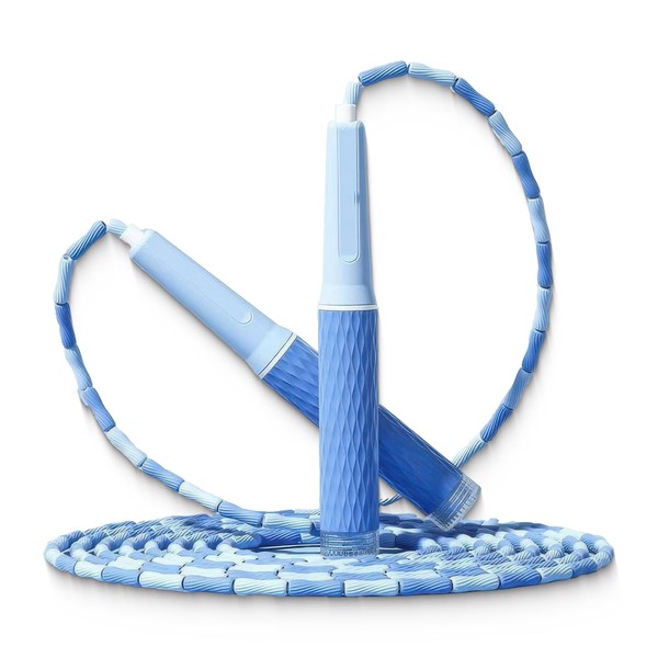 Adjustable Skipping Rope with Foam Handles Pink Blue for Fitness