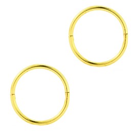 24K Gold Plated On 925 Sterling Silver Hoop Earrings - Small Thin Handcrafted - 8mm - 10mm - 12mm - 14mm