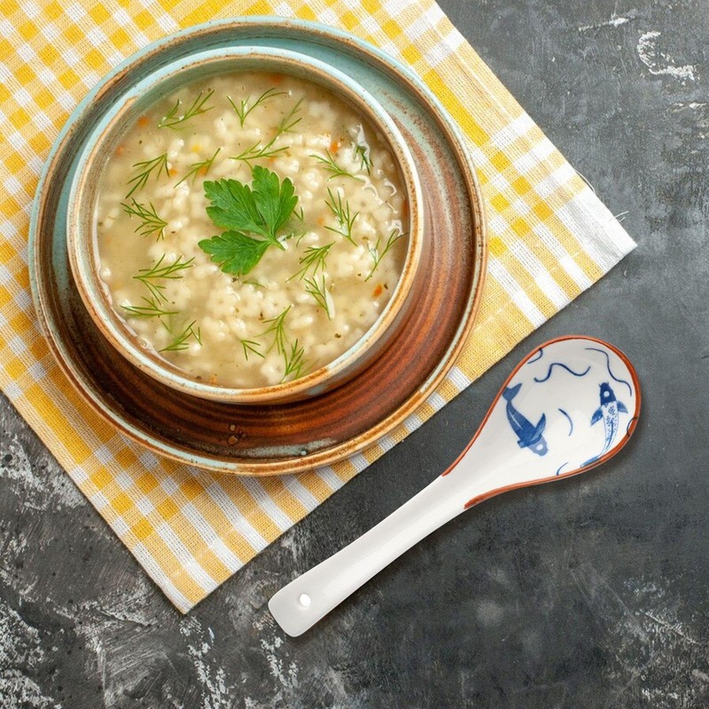 NIDHFG 4 Pieces Of Retro Soup Spoon, Ceramic Spoon, Ramen