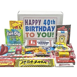 RETRO CANDY YUM Happy 40th Birthday to You for 40 Year Old Man or Woman - Classic Nostalgic Candy Assortment Gift Box Jr