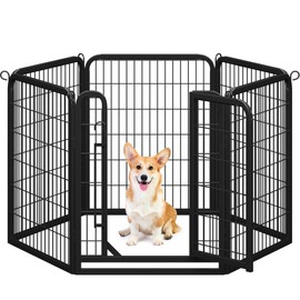 Yaheetech Dog Playpen Outdoor, 32 inch 6 Panels Dog Pen Indoor Heavy Duty Puppy Exercise Pen Metal Pet Fence for RV Camping/Yard/Garden