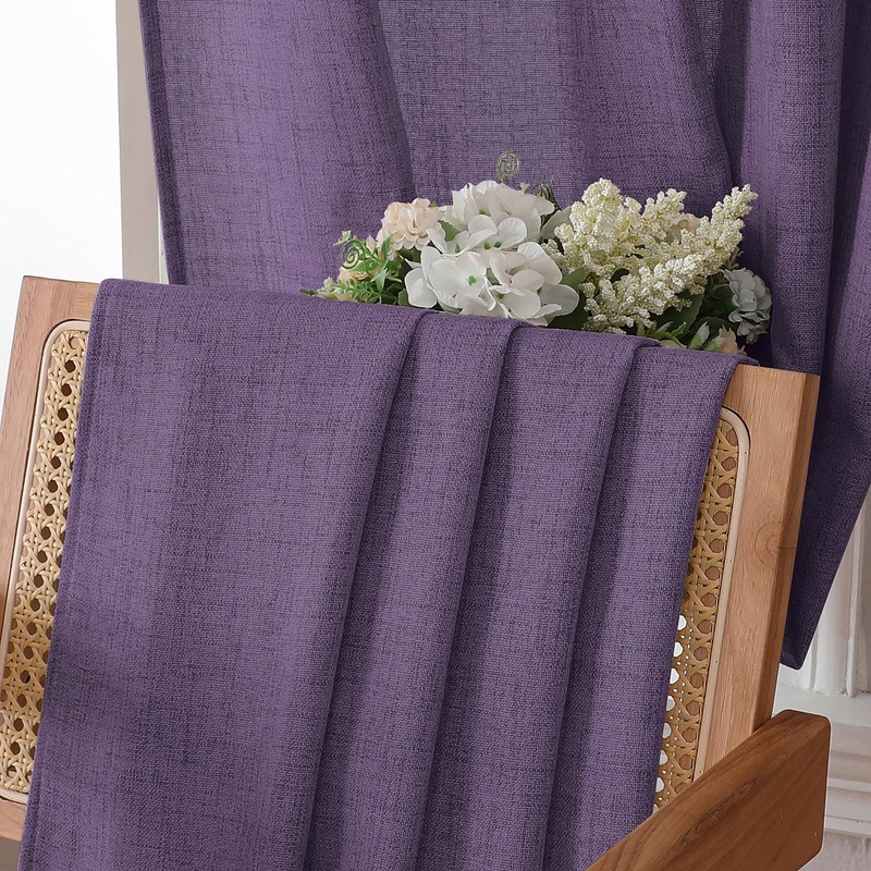 Tollpiz Short Linen Tier Curtains Rod Pocket Semi Sheer Half