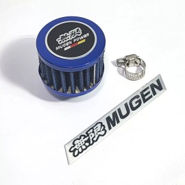 Unbranded BLUE 12MM RACING MINI AIR OIL BREATHER FILTER FOR HONDA CIVIC EG EK MUGEN EMBLEM