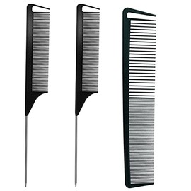 3 peines de cola de rata, para trenzas, peluquería, peinetas de fibra de carbono, peines de acero inoxidable para mujeres y hombres, herramientas de c