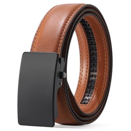 AWAYTR Ratchet Leather Belt for Men - Genuine Leather Black and Brown Belt for Dress Casual Pants (Brown,Fit Waist 28"-34")