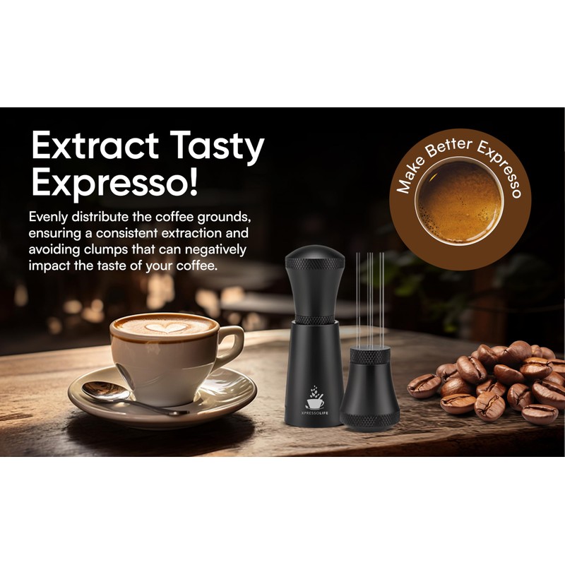 XpressoLife WDT Tool – Espresso Distribution Tools, Black Aluminum Alloy