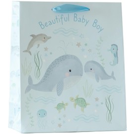 Design By Violet Blue Beautiful Baby Boy Paper Gift Bag With Gift Tag Baby Shower Newborn Gift Wrap Occasion Present Medium