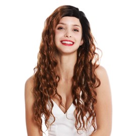 WIG ME UP - VK-13-MF women's quality wig monofilament parting curly ombre black copper brown 25.5 inches long