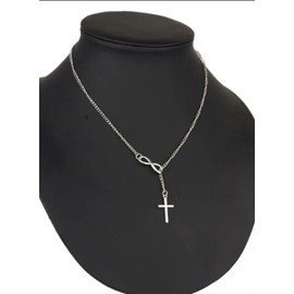 Undisclosed CHRISTIAN CATHOLIC Lovely  Cross Long Silver Chain Pendant Fashion Necklaces